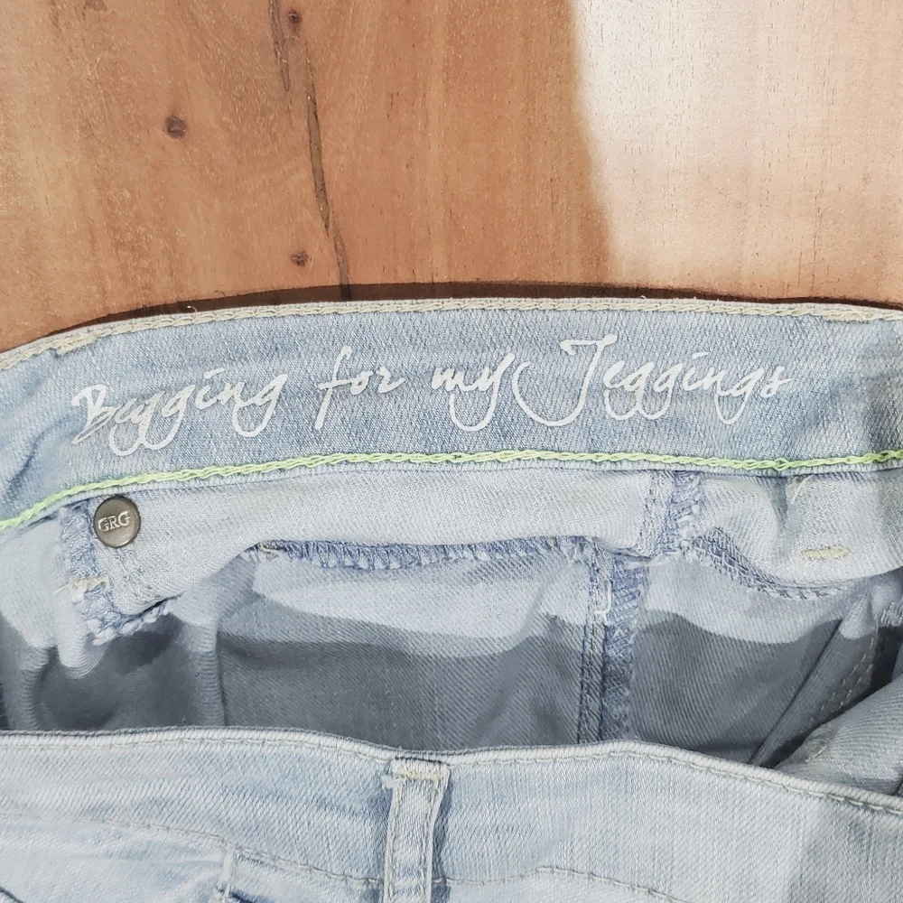 GARAGE Y2K Vintage Low Rise Stretch Denim Jeggings In Light Wash - Picture 11 of 16